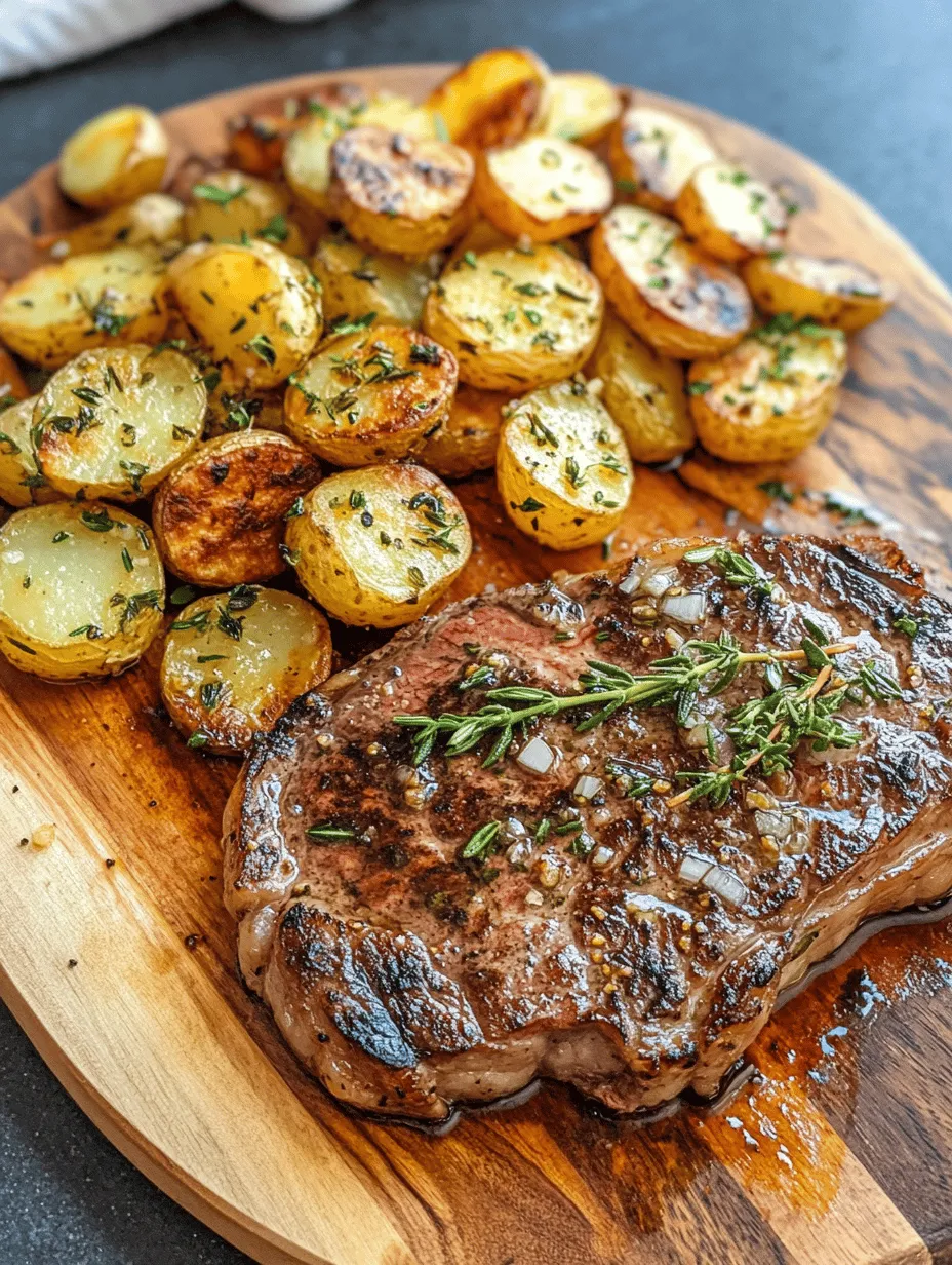 If you're in search of a dish that embodies comfort and indulgence, look no further than Sizzling Garlic Butter Steak & Crispy Potatoes. This mouthwatering recipe showcases perfectly cooked ribeye steaks bathed in rich garlic butter and paired with golden, crispy potatoes—a combination that promises to delight your taste buds with every bite. The savory, aromatic qualities of this dish make it an ideal centerpiece for a romantic date night, a special family gathering, or a celebratory feast with friends.