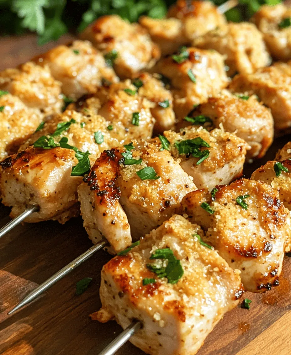 If you're looking for a dish that brings flavor to any gathering—be it a lively dinner party, a casual family meal, or a summer barbecue—look no further than Garlic Parmesan Chicken Skewers. This delightful recipe combines the juicy tenderness of chicken with the rich, savory notes of garlic and the distinct nuttiness of Parmesan cheese. What makes this dish even more appealing is its simplicity; with a few straightforward ingredients and minimal preparation time, you can create an impressive dish that will have your guests raving.