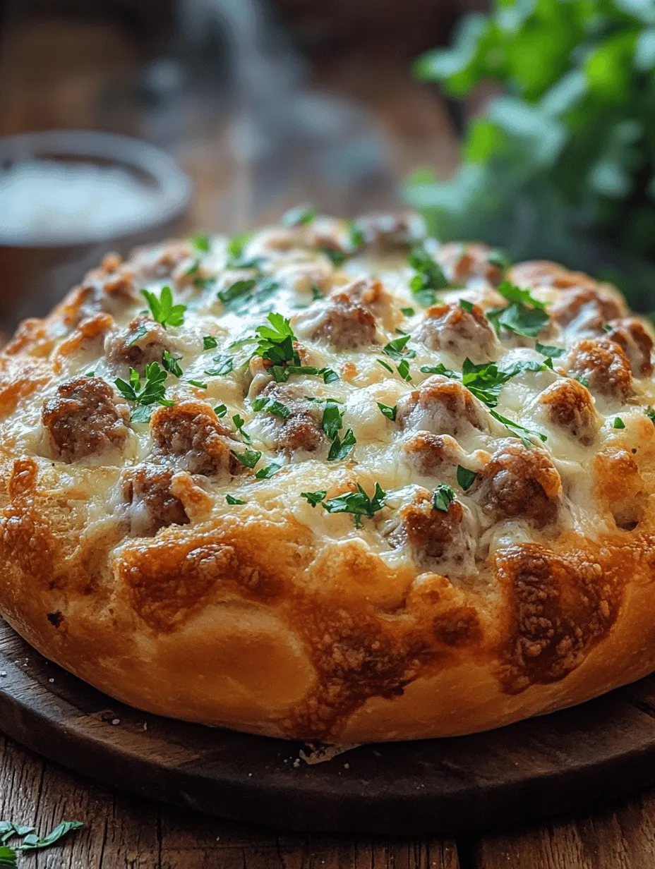 Garlic Sausage and Cheese Bread is not just a dish; it’s an experience that brings warmth and comfort to any meal. The irresistible combination of savory garlic sausage paired with the rich, melty goodness of cheese creates a tantalizing flavor profile that is sure to delight both family and friends. This recipe stands out for its versatility; it can serve as a delicious appetizer, a delightful side to accompany soups and salads, or even as the star of a casual gathering.