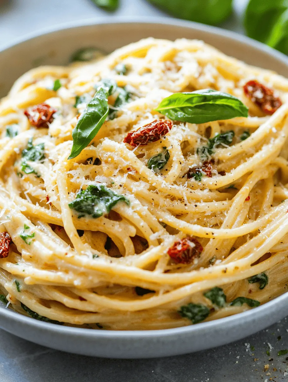 Delve into the world of culinary delight with our Spaghetti Spinach with Sun-Dried Tomato Cream Sauce. This dish is not merely a meal; it’s an experience bursting with flavors, colors, and nutrition. Perfect for a weeknight dinner or an elegant weekend gathering, this recipe marries the rich creaminess of sun-dried tomato sauce with the vibrant freshness of spinach. Each element of this dish is carefully selected to create a harmonious balance of taste and texture that appeals to both the palate and the eye.