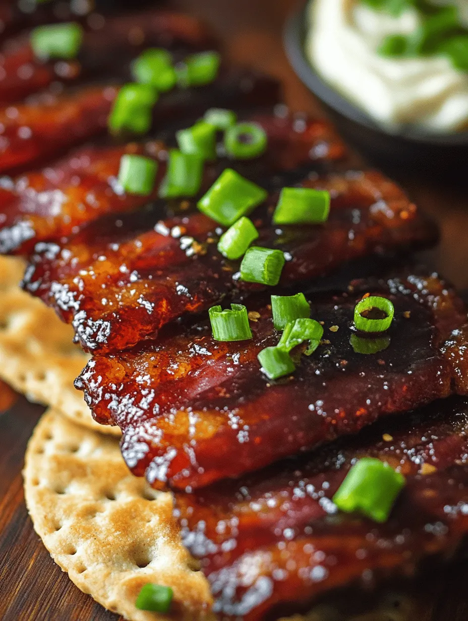 If you're searching for a unique and irresistible snack that effortlessly combines sweet, savory, and crunchy flavors, look no further than Sweet and Crunchy Candied Bacon Crackers. This recipe elevates simple ingredients into a gourmet delight that will tantalize your taste buds and leave your guests asking for more. The combination of crispy bacon coated in a sweet caramelized glaze, paired with the crunch of water crackers, creates an unforgettable treat perfect for any occasion.