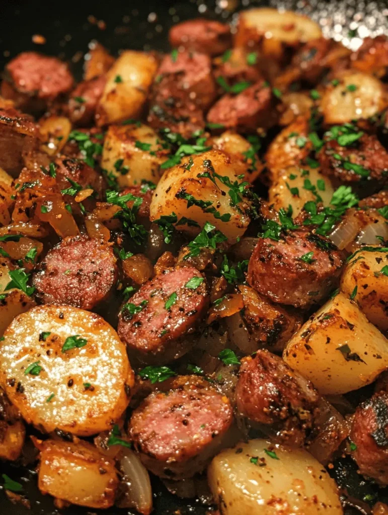 Discover the delightful blend of flavors in this Sizzling Smoked Polish Sausage & Crispy Potato-Onion Medley. This dish combines the hearty richness of smoked sausage with crispy potatoes and sweet, caramelized onions, making it a perfect choice for a family dinner or a weekend brunch. The marriage of these ingredients creates a symphony of tastes and textures that is not only comforting but also deeply satisfying to the palate.