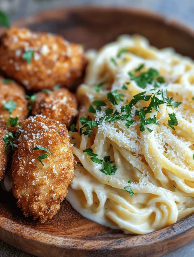 In the realm of comfort food, few combinations can rival the delectable pairing of crispy chicken bites and creamy pasta. This dish, Crispy Parmesan Chicken Bites & Creamy Pasta Delight, brings together the satisfying crunch of perfectly seasoned chicken and the rich, velvety texture of a creamy pasta sauce, making it an ideal choice for family dinners or gatherings with friends. Whether you're looking to impress your guests or simply treat yourself to a cozy meal at home, this recipe promises to deliver a delightful experience for your taste buds.