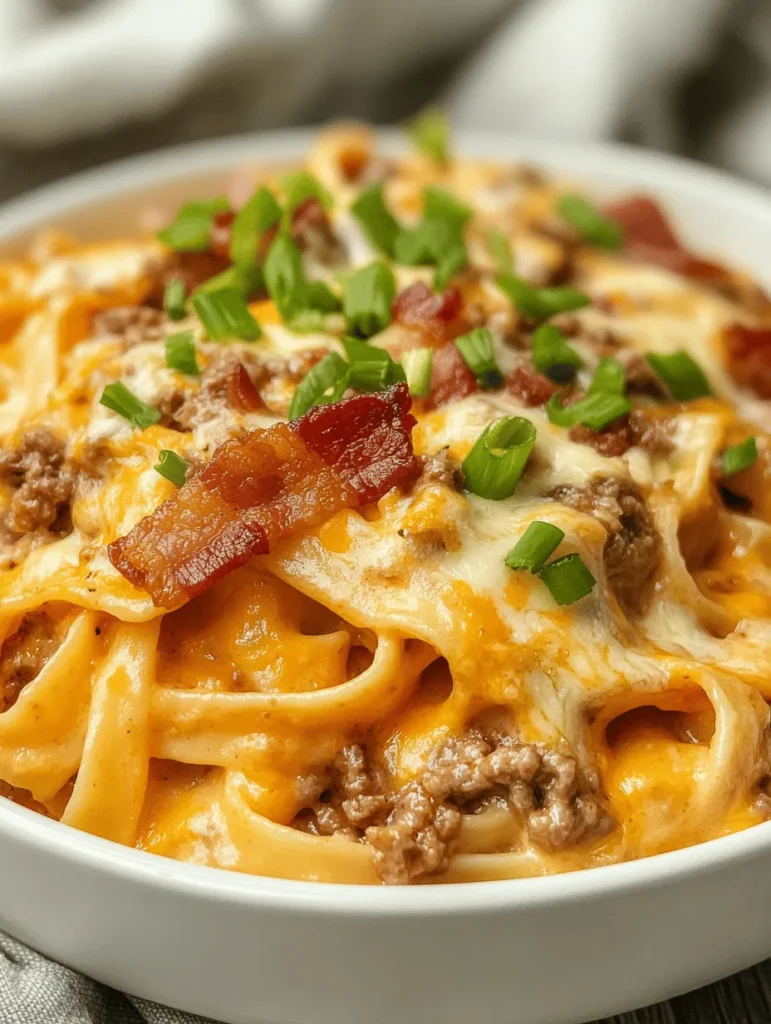 Imagine the comforting warmth of pasta enveloped in a rich, creamy sauce, combined with the savory allure of a cheeseburger topped with crispy bacon. The loaded bacon cheeseburger Alfredo pasta is an enticing fusion of Italian and American flavors that promises to satisfy both pasta lovers and burger enthusiasts alike. This dish brings together the best of both worlds, delivering a meal that is not only indulgent but also remarkably easy to prepare. Perfect for busy weeknights, this quick and easy recipe allows you to enjoy a gourmet-style dinner without spending hours in the kitchen.