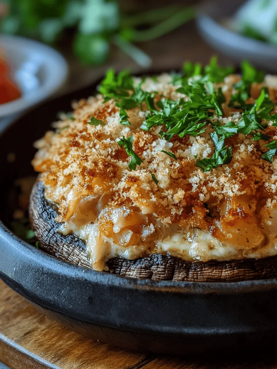 If you're in search of a dish that beautifully marries elegance with comfort, look no further than Crab-Stuffed Portobello mushrooms. This delightful recipe showcases the rich, savory flavors of crab meat nestled within the meaty, earthy embrace of Portobello mushrooms. Whether you're hosting an intimate dinner party or simply indulging in a cozy night in, these stuffed mushrooms can serve as an enticing appetizer or a satisfying main course that is bound to impress.