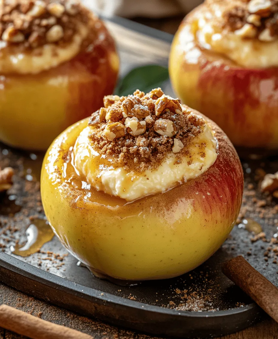 To fully appreciate Cheesecake Stuffed Baked Apples, it’s helpful to understand the history of the two beloved components: baked apples and cheesecakes. Baked apples have been a comforting dish for centuries, often seen in traditional American cuisine. This dessert celebrates the simplicity of fresh fruit, which is enhanced by the warmth of baking, allowing the natural sugars to caramelize and the flavors to deepen. The tradition of stuffing apples can be traced back to various cultures, with each adding their unique spin to this classic comfort food.